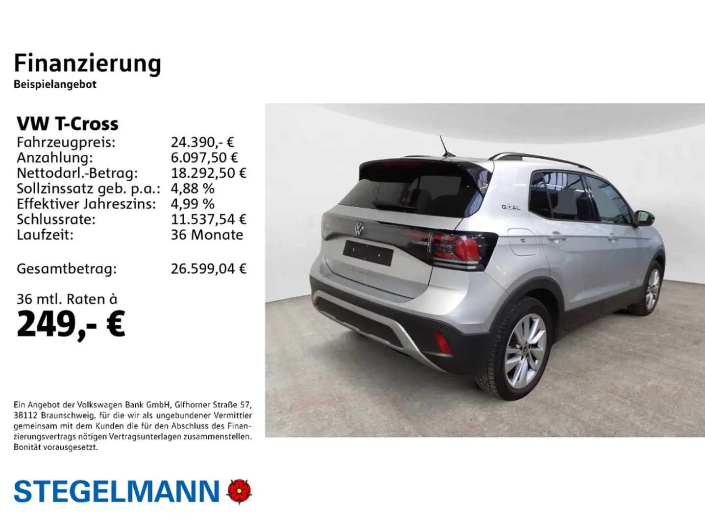 Volkswagen T-Cross 1.0 TSI DSG Goal *LED*AHK*Navi* Silber - 2