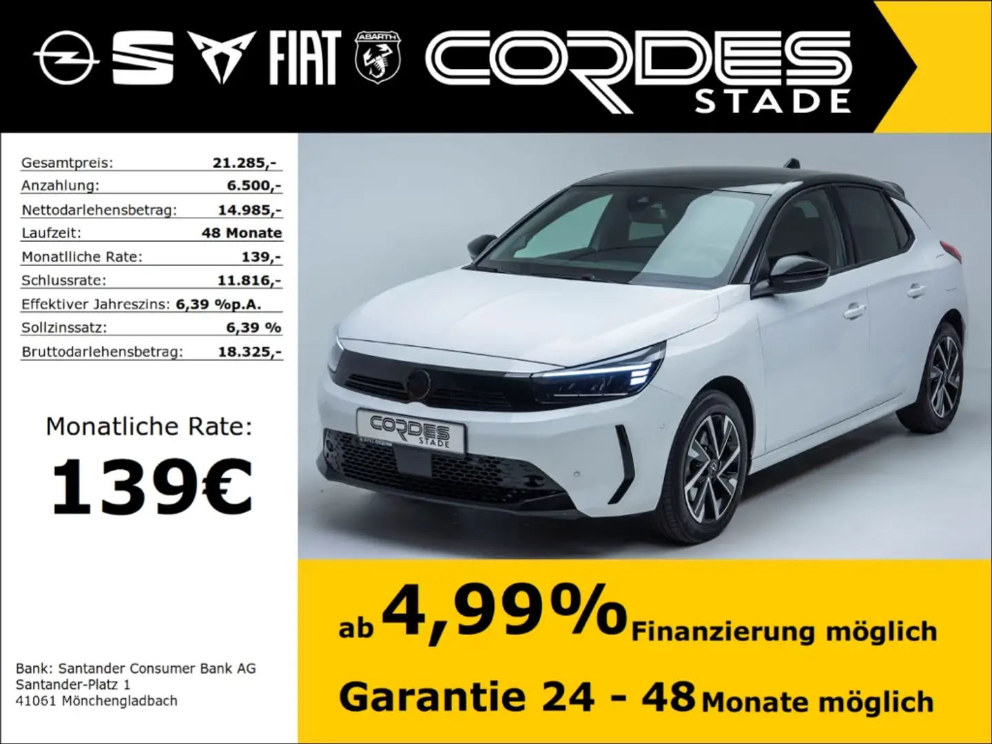Opel Corsa F GS 1.2 Turbo PDC Automatik Navi (50+) Weiß - 1