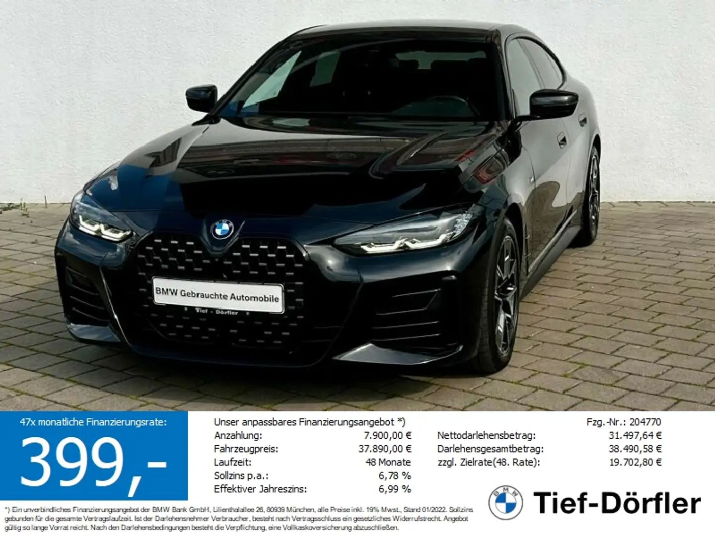 BMW 420 d xDrive SAG Gran Coupé M Sport 360CAM/K-ZUG Noir - 1