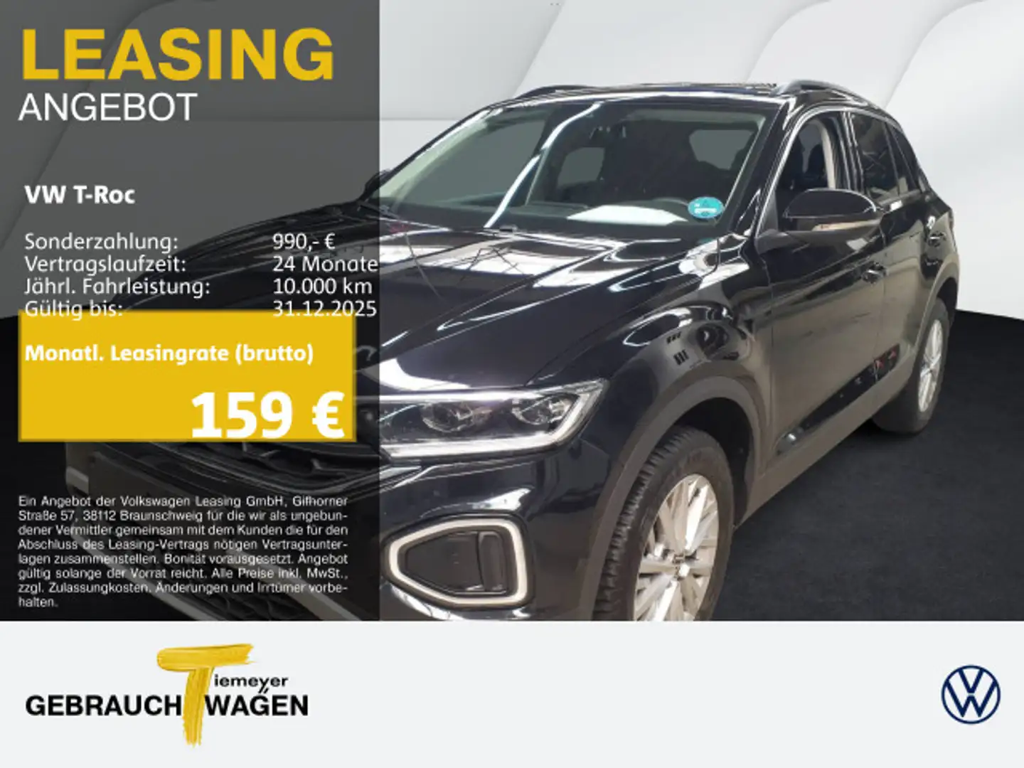 Volkswagen T-Roc 1.0 TSI LIFE LED NAVI WINTERP. APP-CON Schwarz - 1