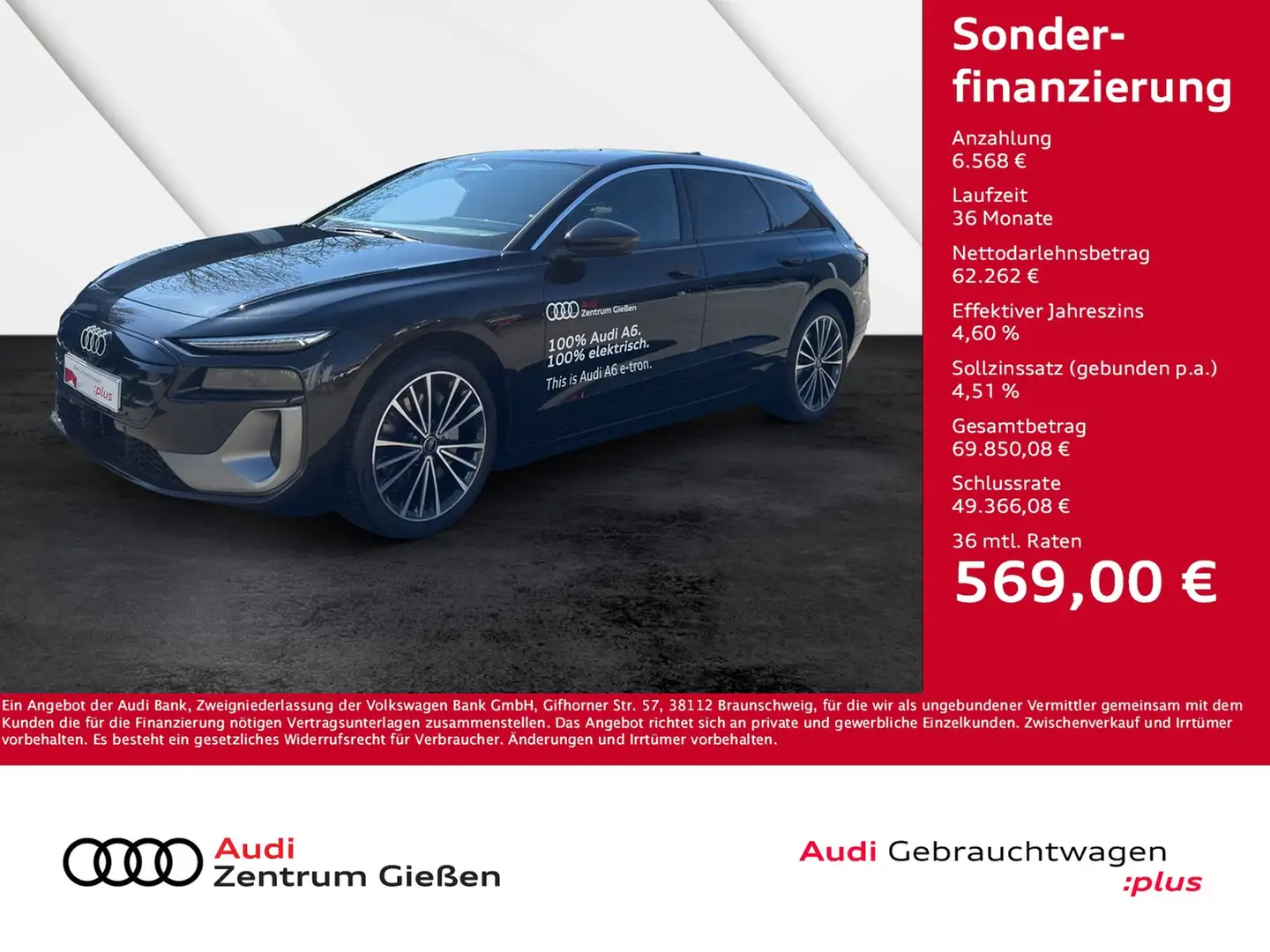 Audi A6 e-tron Avant performance 270 kW S line Assisten... Zwart - 1