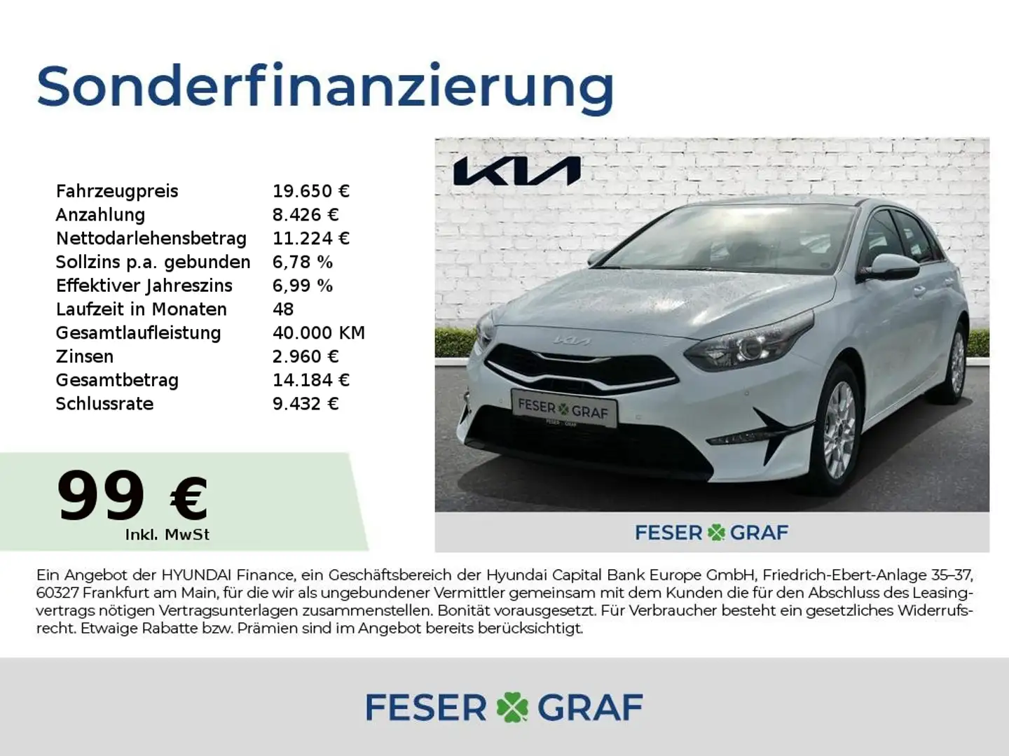 Kia Ceed / cee'd 1.0T 100 ULTIMATE Navi Tempomat Sitzhzg PDC Weiß - 1