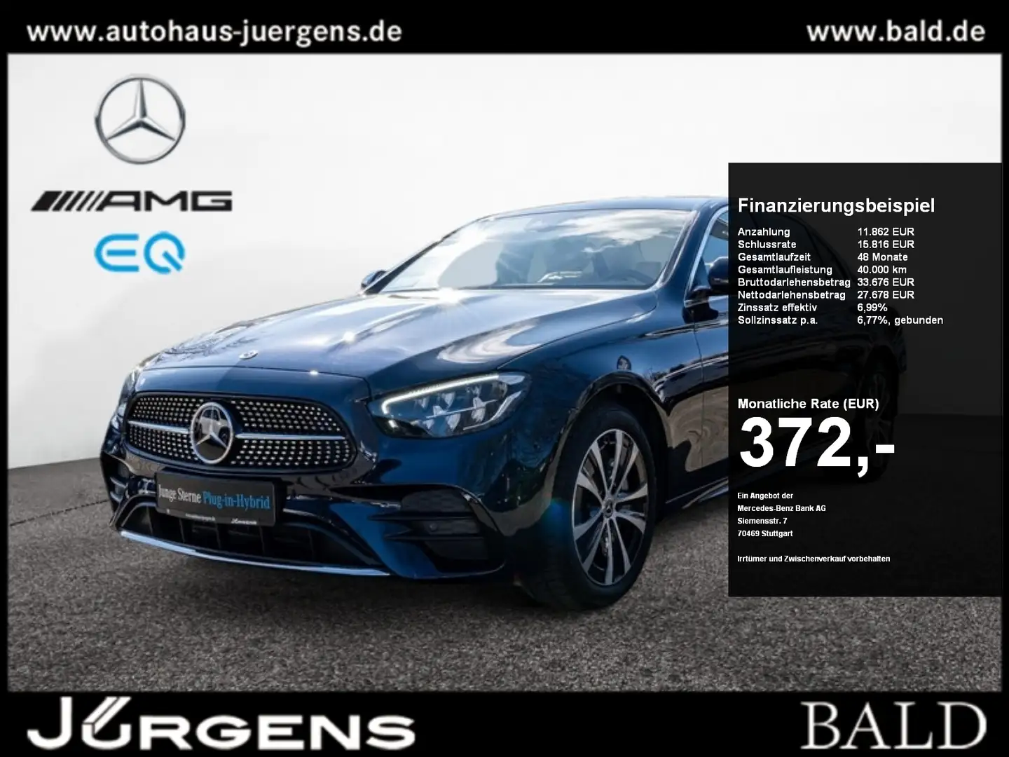 Mercedes-Benz E 300 e AMG-Sport/LED/Cam/Distr/Leder/Ambi/DAB Albastru - 1
