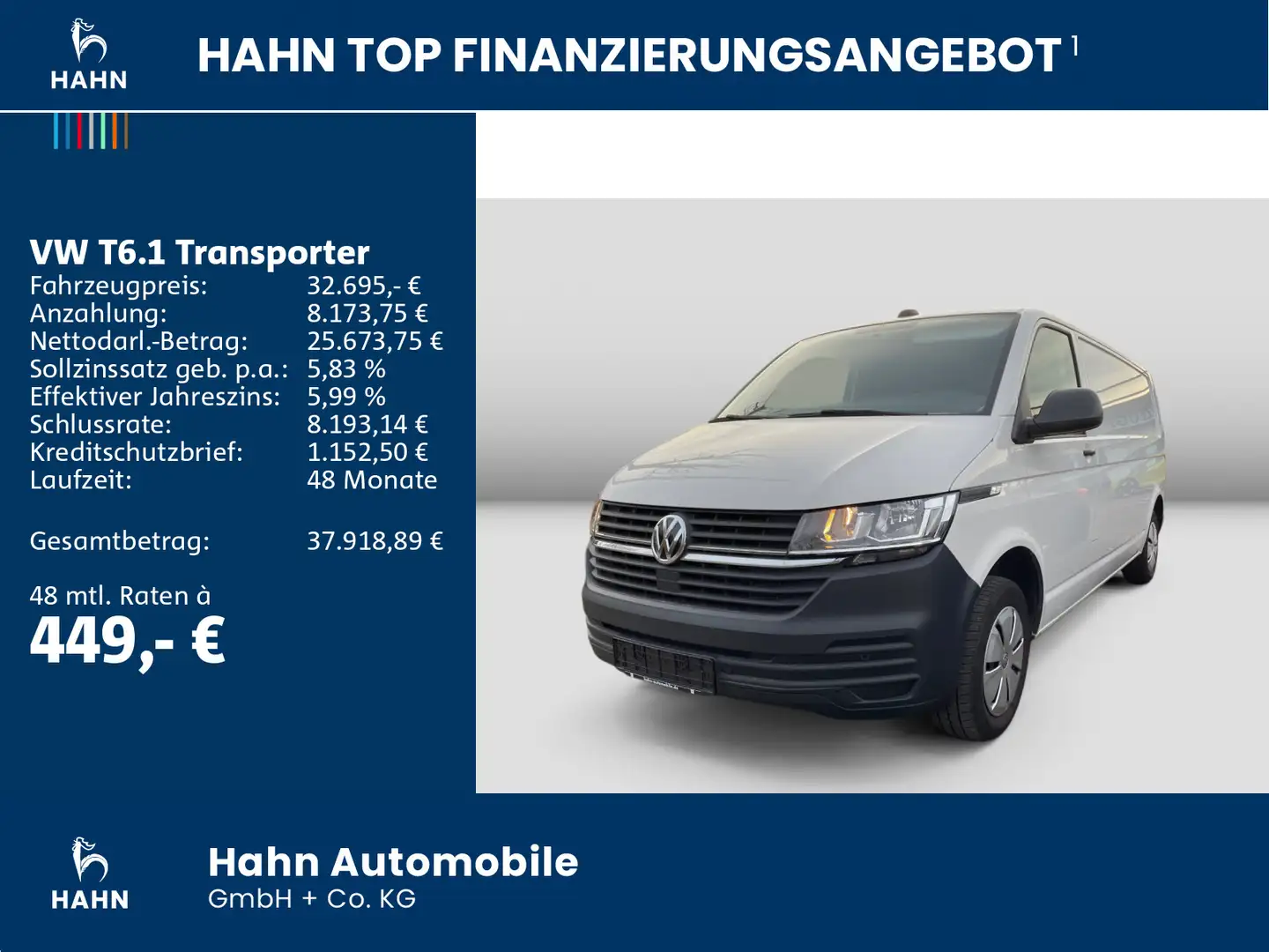 Volkswagen T6.1 Transporter T6.1 Kasten lang L2H1 2.0 TDI 110kW Klima PDC He Weiß - 2