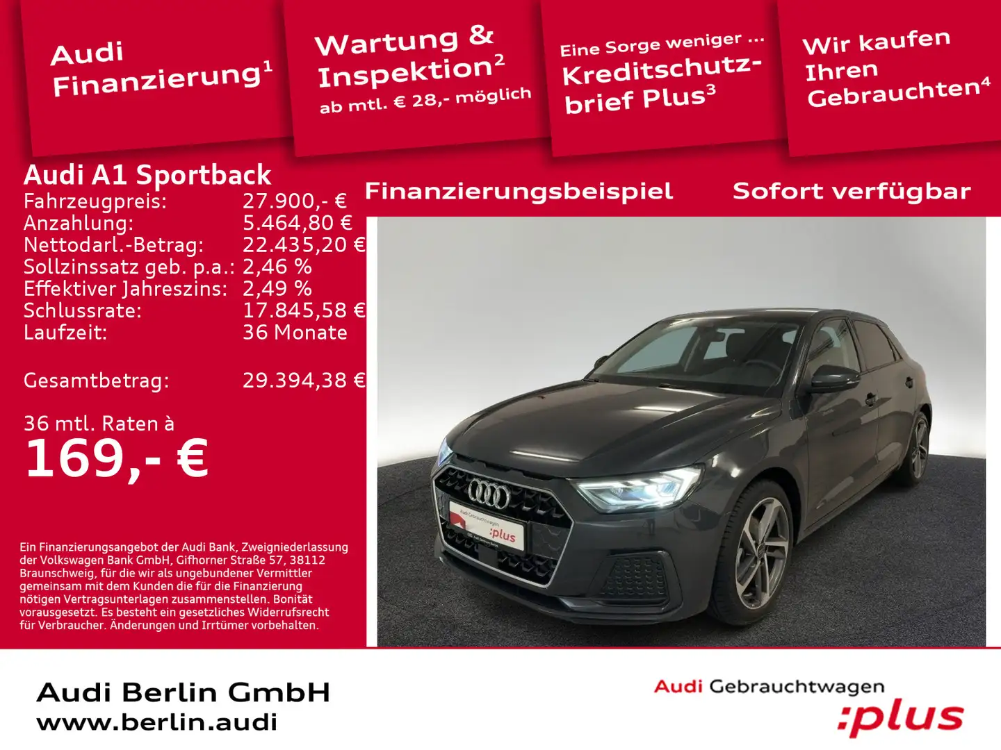 Audi A1 Advanced 30 TFSI S tr. LED NAVI Grau - 1
