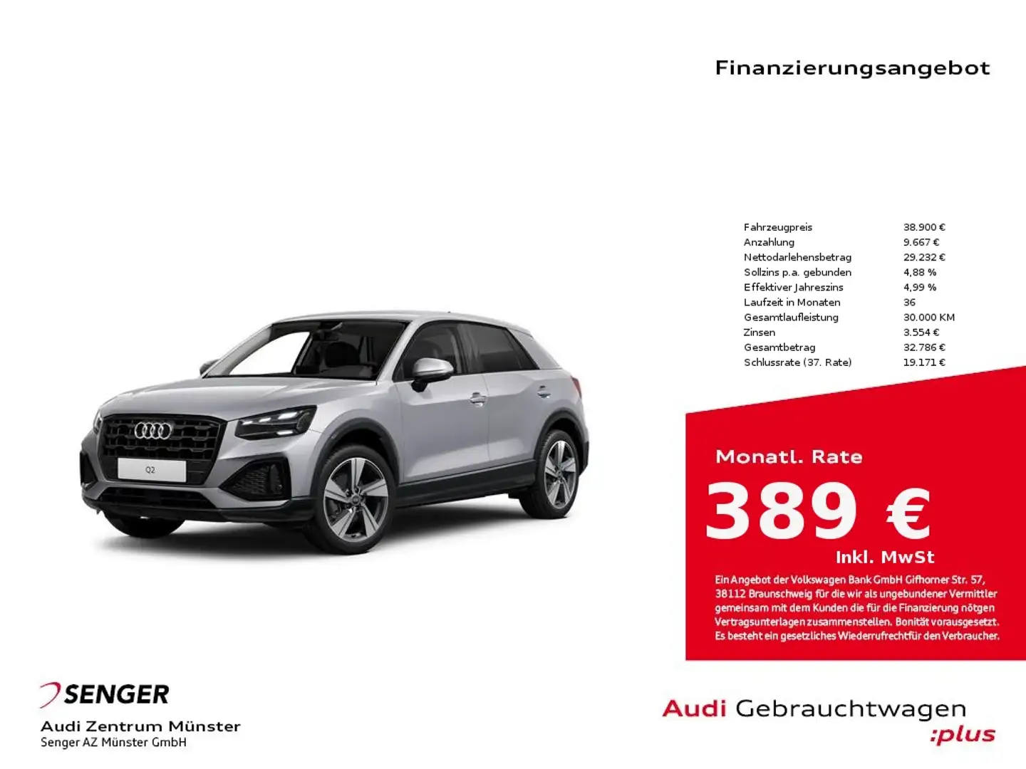 Audi Q2 advanced 35 TFSI S tronic MMI Matrix AHK Silber - 1