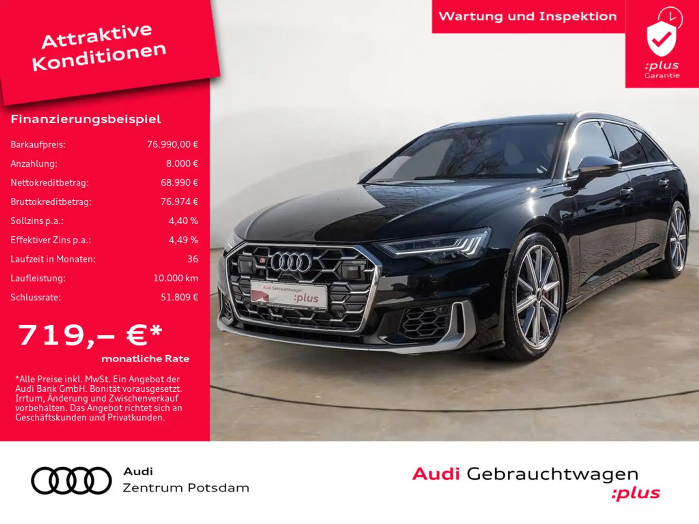 Audi S6 Avant TDI quattro MATRIX NAVI AHK B&O STAN Schwarz - 1