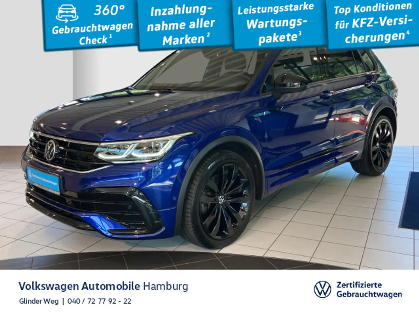Volkswagen Tiguan 2.0 TSI DSG R-Line AHK Kamera Klima LED N Bleu - 1