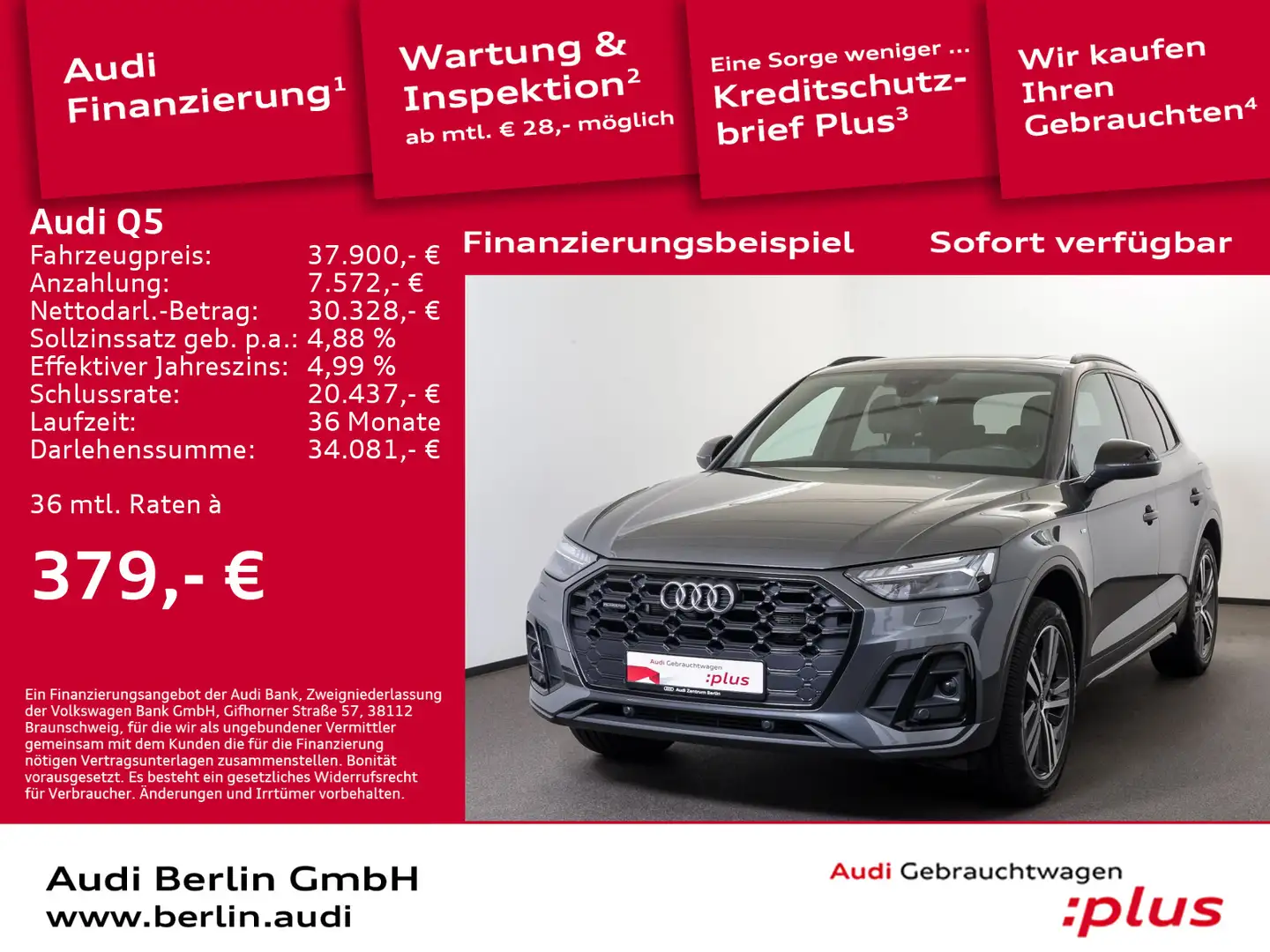 Audi Q5 50 TFSI e S line qu. S tr. MATRIX NAVI PANO P Grey - 1