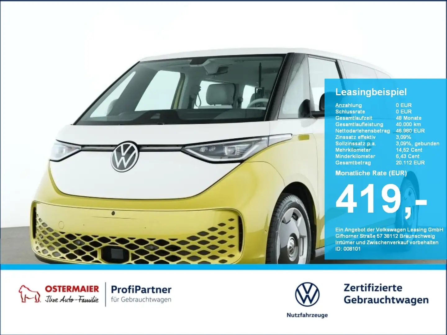 Volkswagen ID. Buzz PRO 204PS MATRIX.AHK.NAVI.SHZG.360°.ACC Weiß - 1