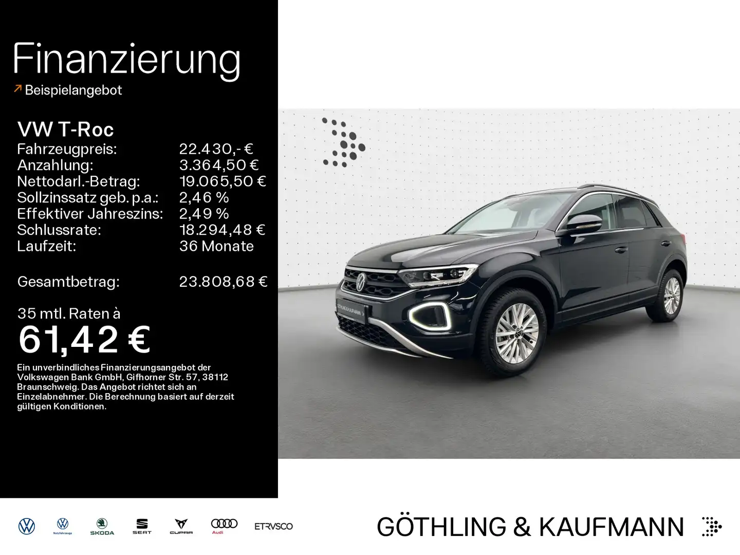 Volkswagen T-Roc T-ROC 1.0 TSI LIFE*LED*PDC*SHZ*NAVI*KLIMA*ALLWET Schwarz - 1