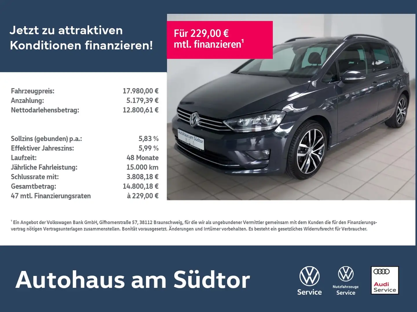 Volkswagen Golf Sportsvan SOUND 2.0 TDI DSG | Xenon RFK ACC Grau - 1