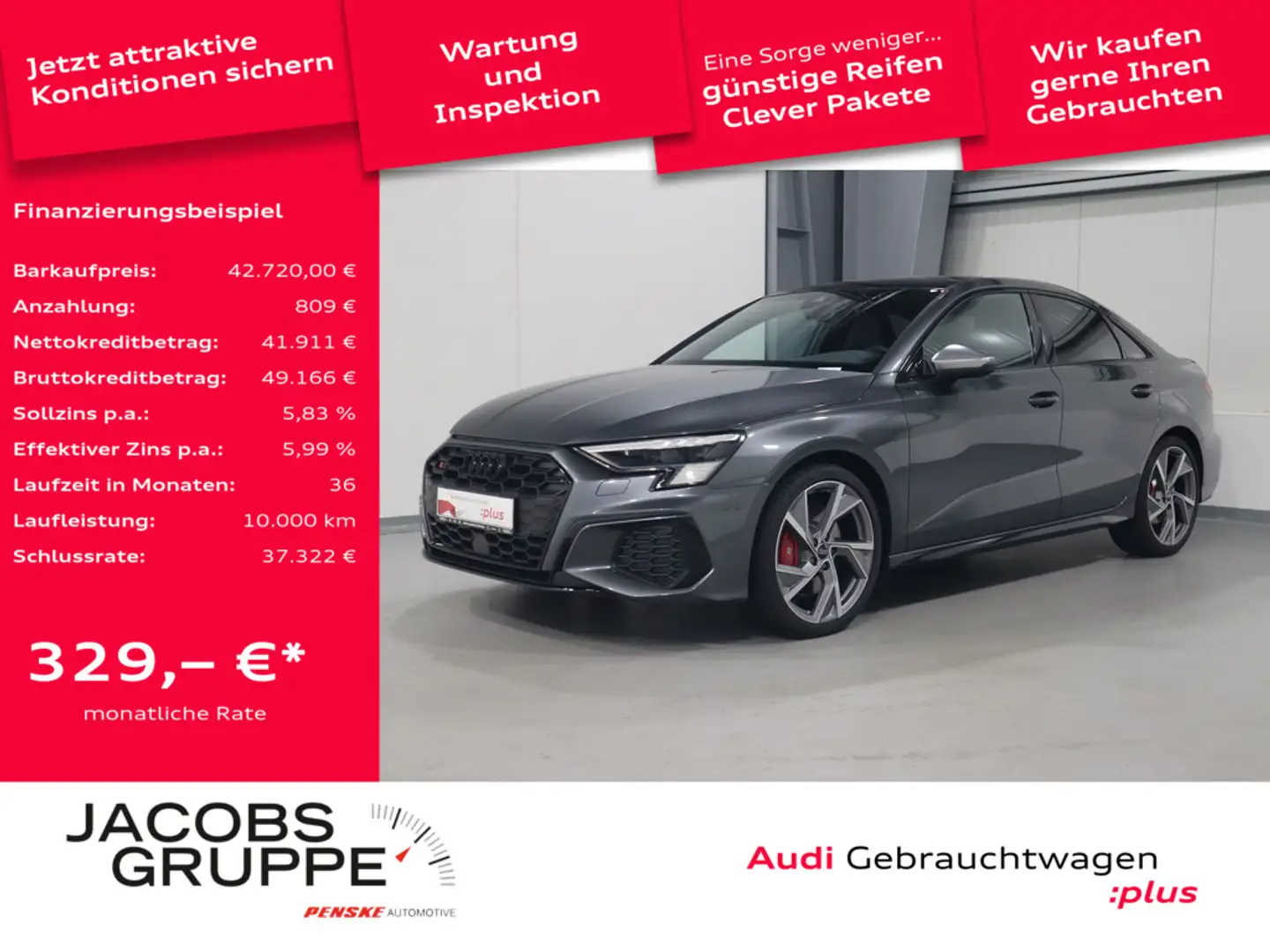 Audi S3 Limo 2.0 TFSI quattro Pano*Matrix*R-Kamera * Grau - 1