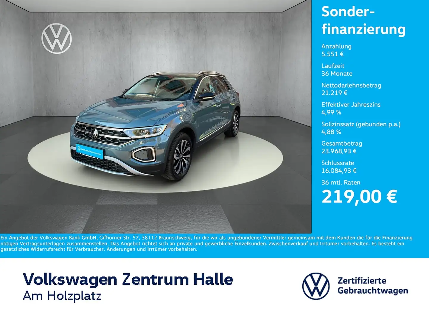 Volkswagen T-Roc 1.5 l TSI OPF Style DSG Blau - 1