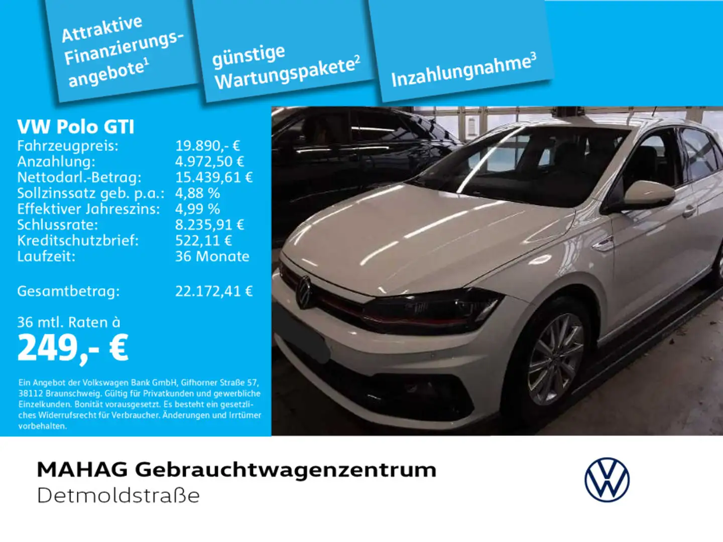 Volkswagen Polo GTI 2.0 TSI SportSelect Navi LED DigitalCoc Weiß - 1