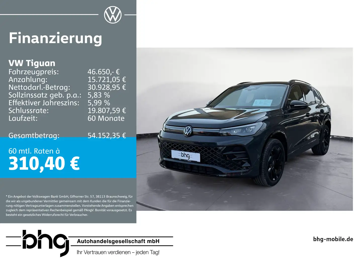Volkswagen Tiguan 2.0 TDI DSG 4Motion R-Line BlackStyle AHK Grau - 1