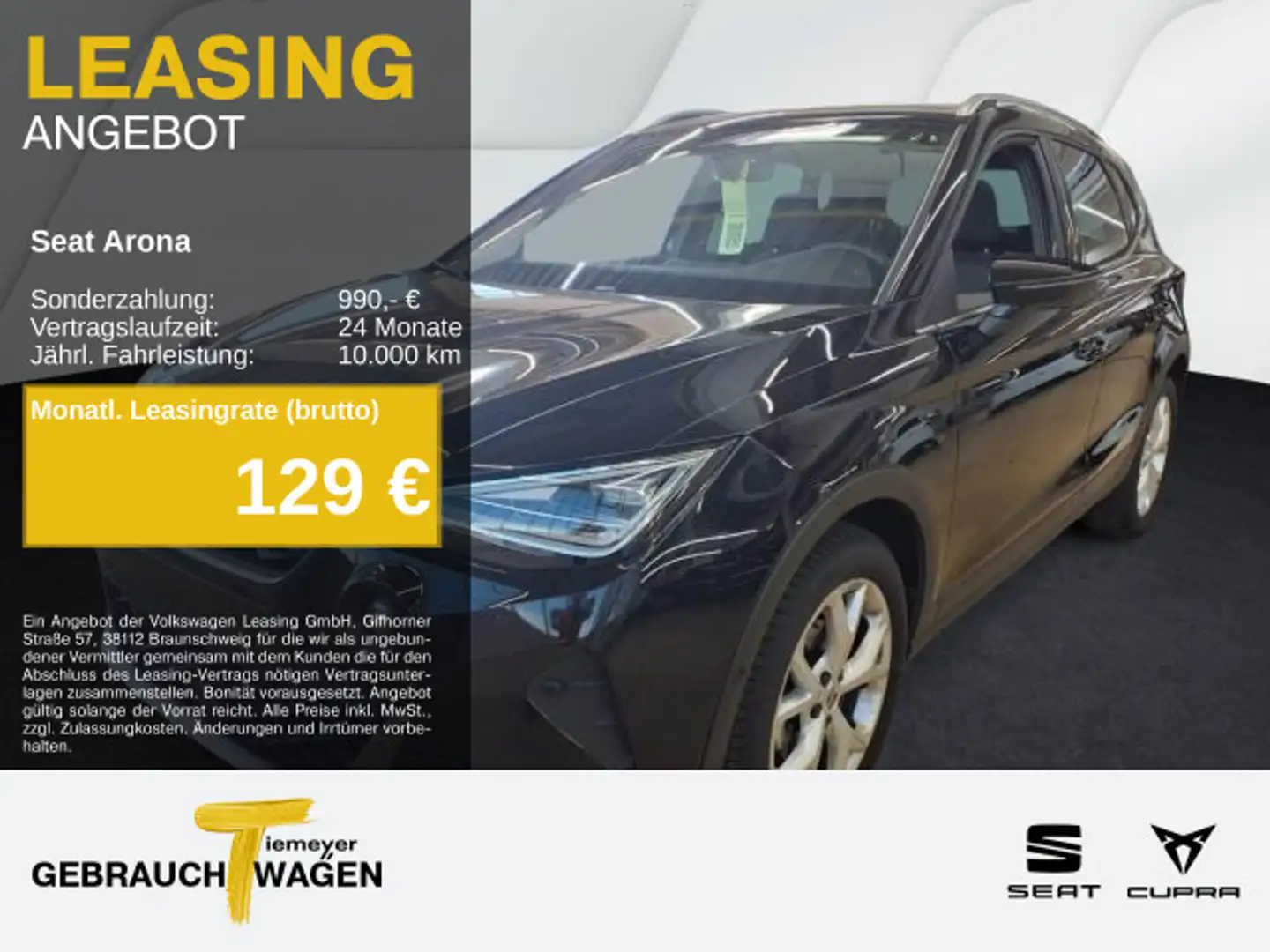 SEAT Arona 1.0 TSI DSG FR PARKLENK SIDE-ASSIST LED NA Schwarz - 1