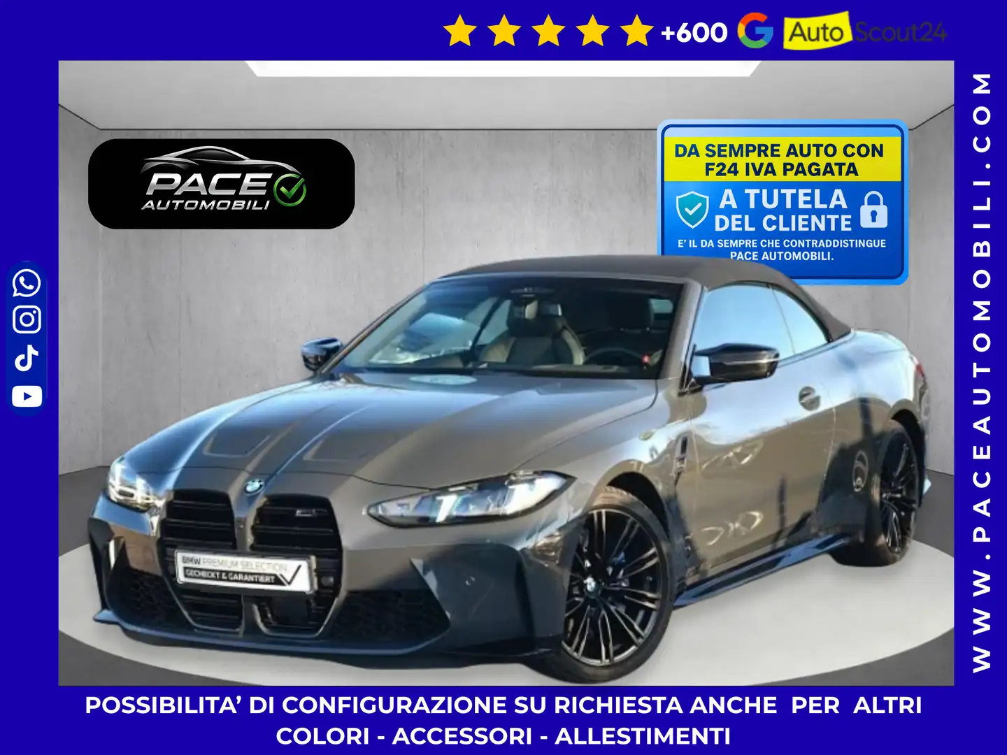 BMW M4 CABRIO COMPETITION XDRIVE CURVED PDC ACC 360 Grigio - 1