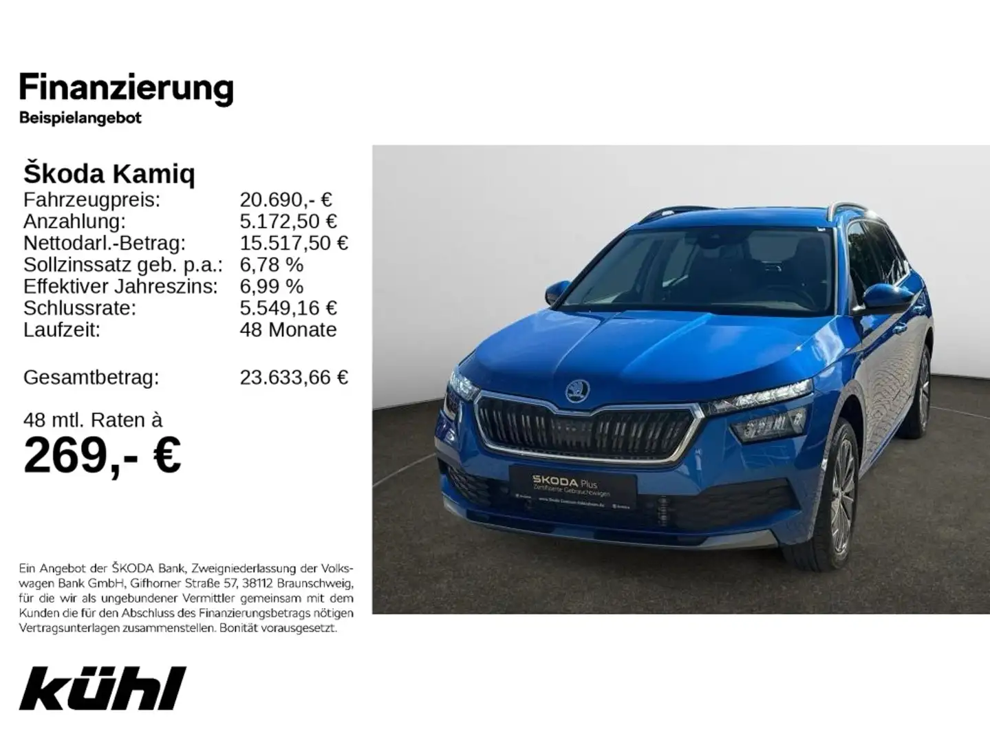 Skoda Kamiq 1.0 TSI Tour PDC Bleu - 1
