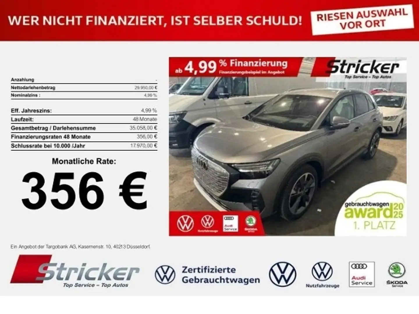 Audi Q4 e-tron quattro 356,-ohne Anzahlung Navi LED-Matrix Grau - 1