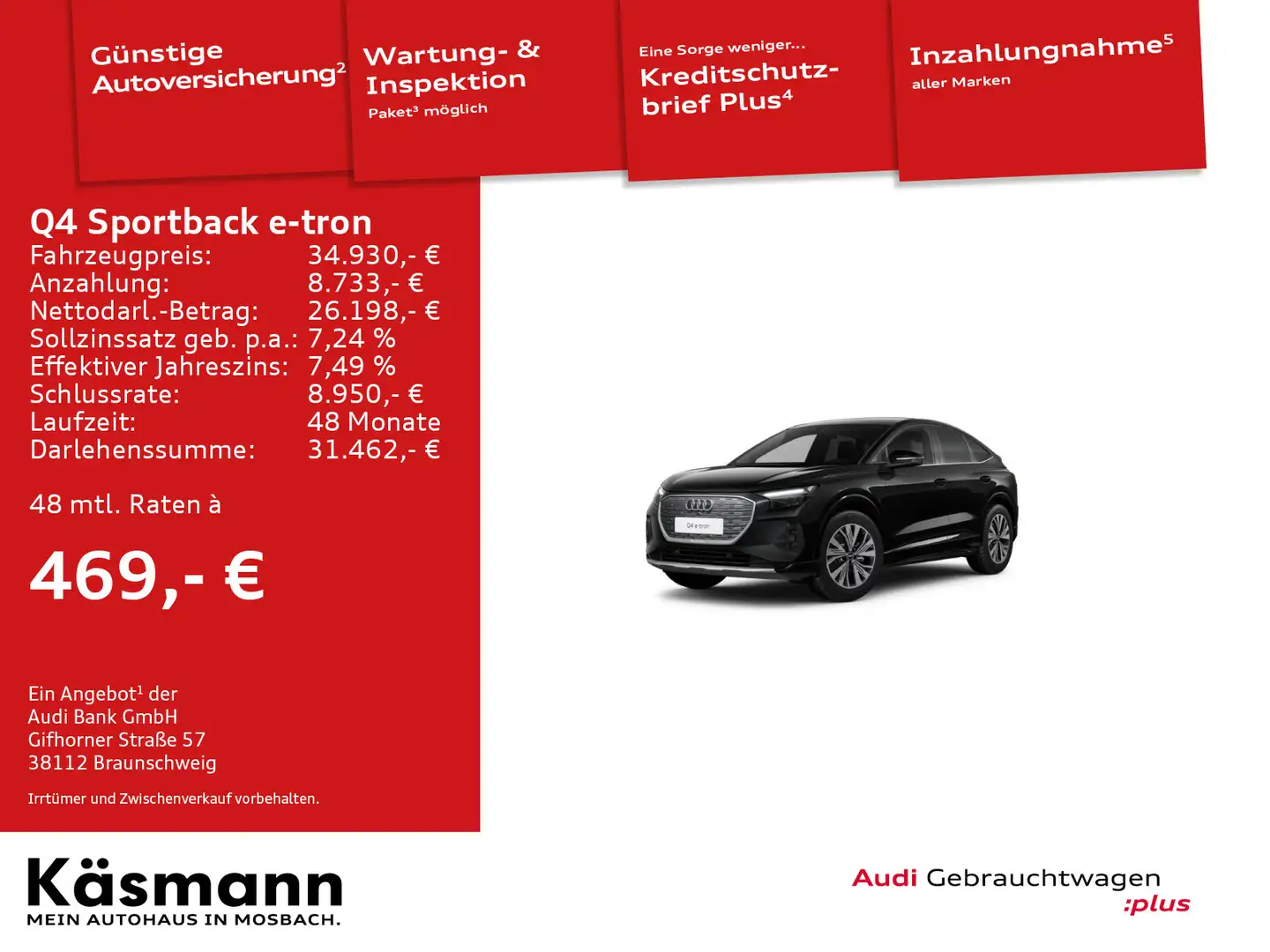 Audi Q4 e-tron Q4 Sportback 35 e-tron ACC NAV SHZ SONOS PDC Schwarz - 1