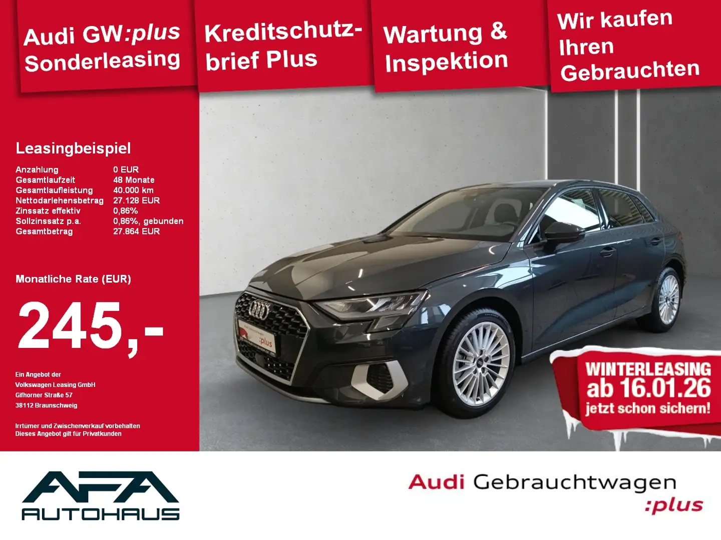 Audi A3 Sportback 35 TFSI Advan. Smart.Int*GRA*SHZ*PDC Grau - 1