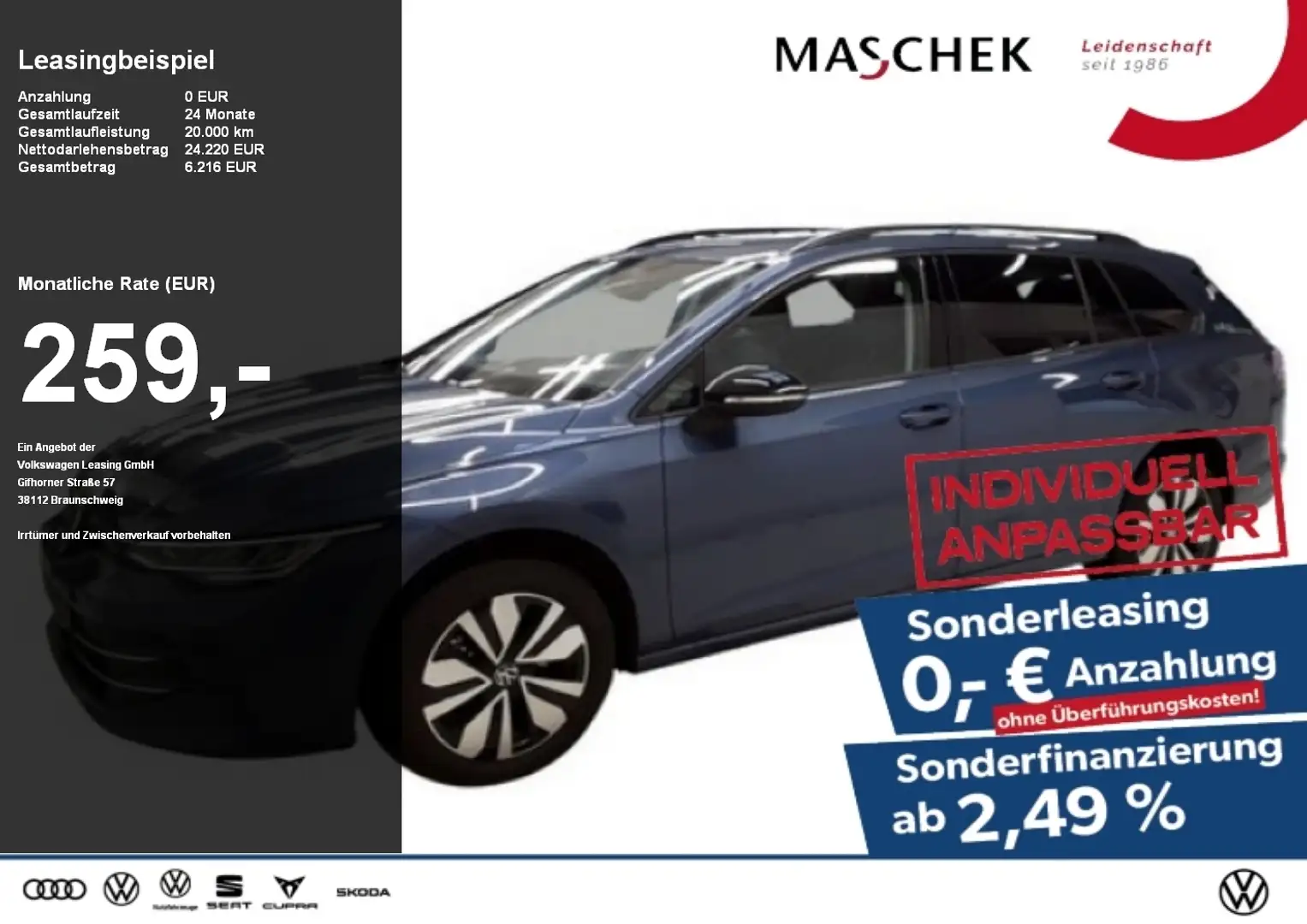 Volkswagen Golf Variant Goal 1.5 TSI Anschlussg Sitzh. PDC GRA Blau - 1