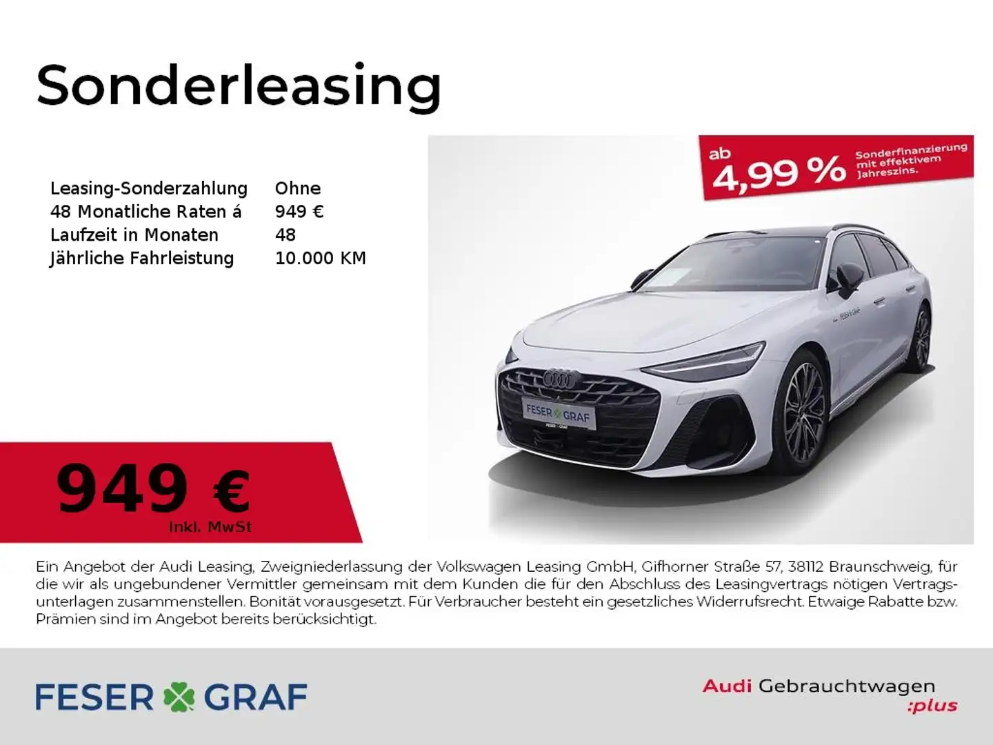 Audi A6 Avant 40 TDI qu. Pano AHK B&O AIR 360° Stdhz. Weiß - 1