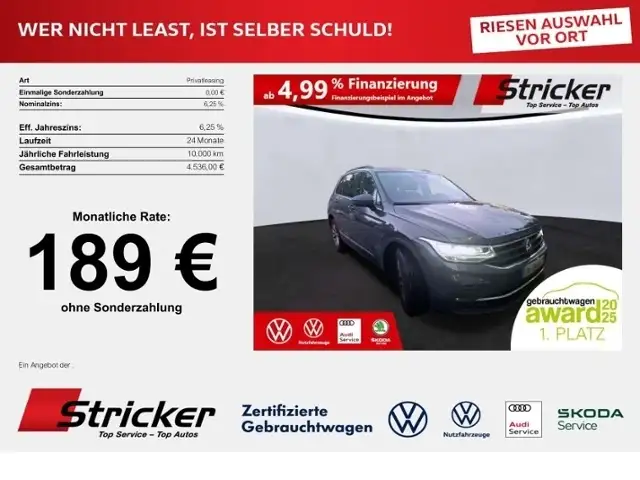 Volkswagen Tiguan Life 2.0TDI DSG 189, ohne Anzahlung Navi ACC Kame