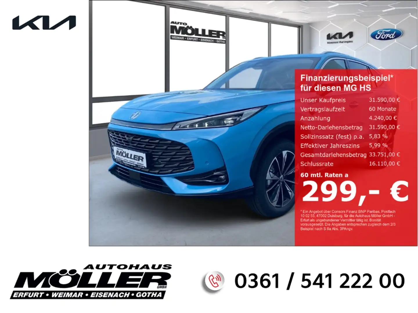 MG HS Luxury 1.5T AT Memory LED Leder Kamera Klima el. H Blau - 1