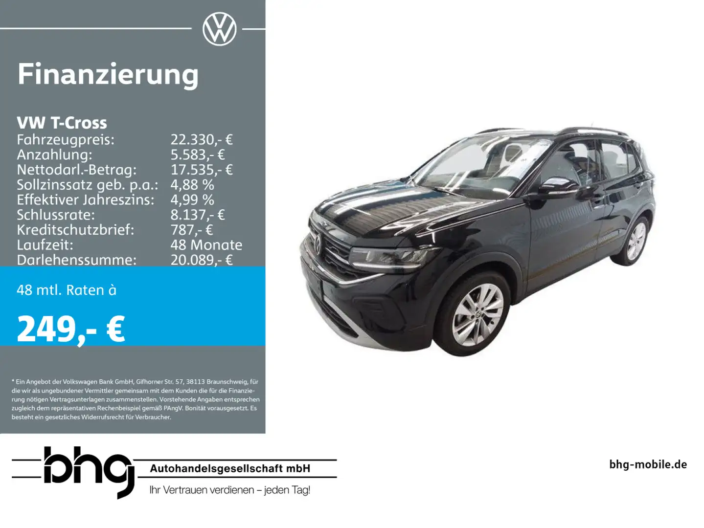 Volkswagen T-Cross 1.0 TSI OPF Life Schwarz - 1