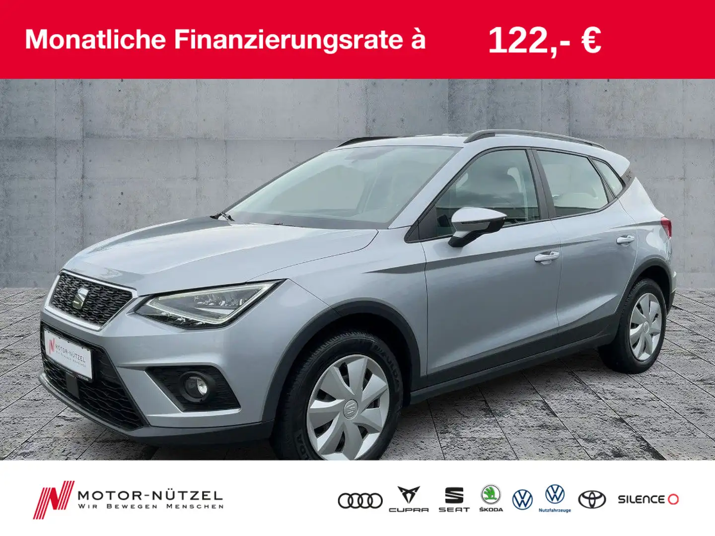 SEAT Arona 1.0 TSI STYLE LED+NAV+APP+SHZ+PDC+GRA+MFL Argento - 1