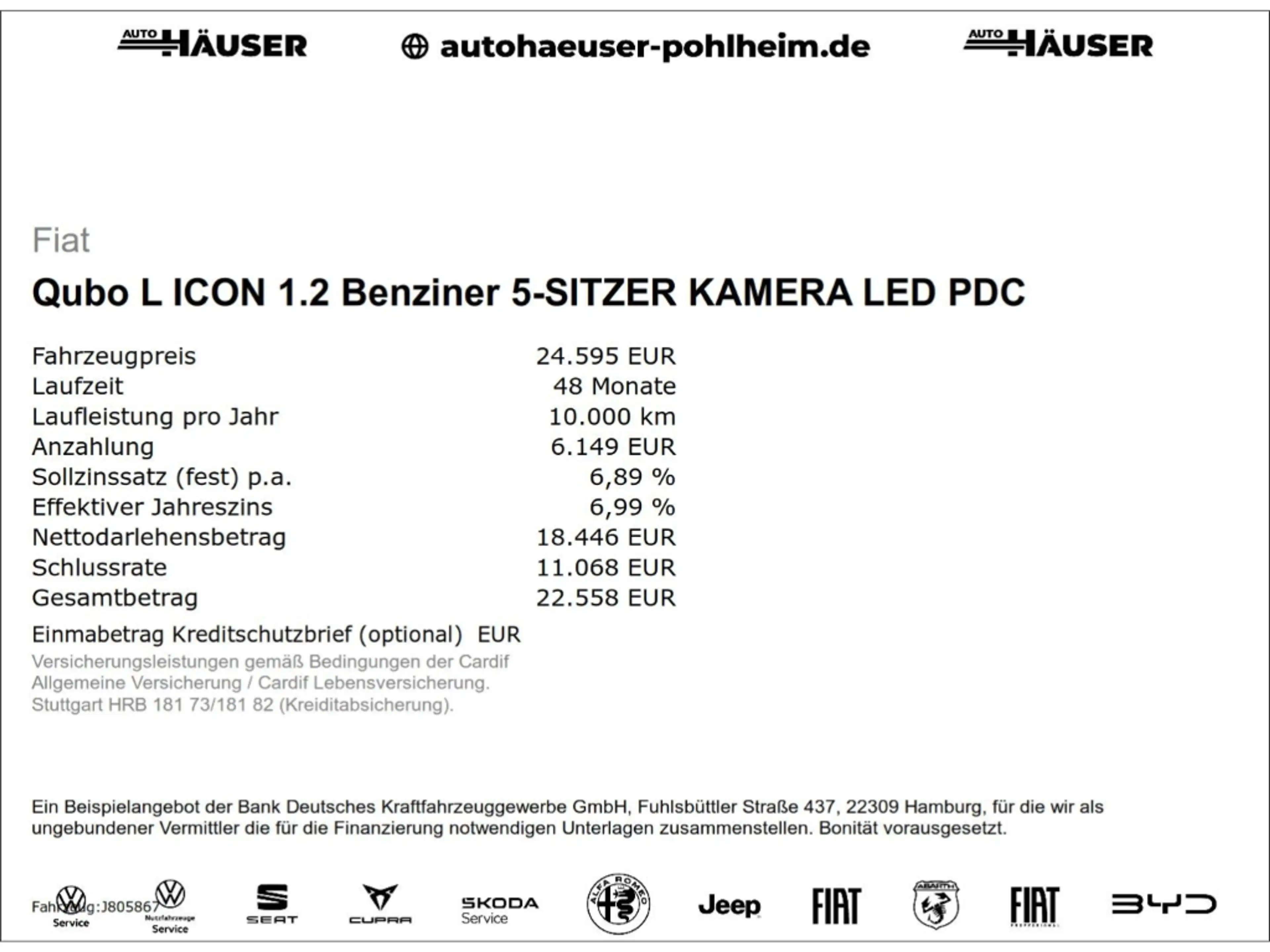 Fiat Qubo L ICON 1.2 Benziner 5-SITZER KAMERA LED PDC TEMPOM — photo 2