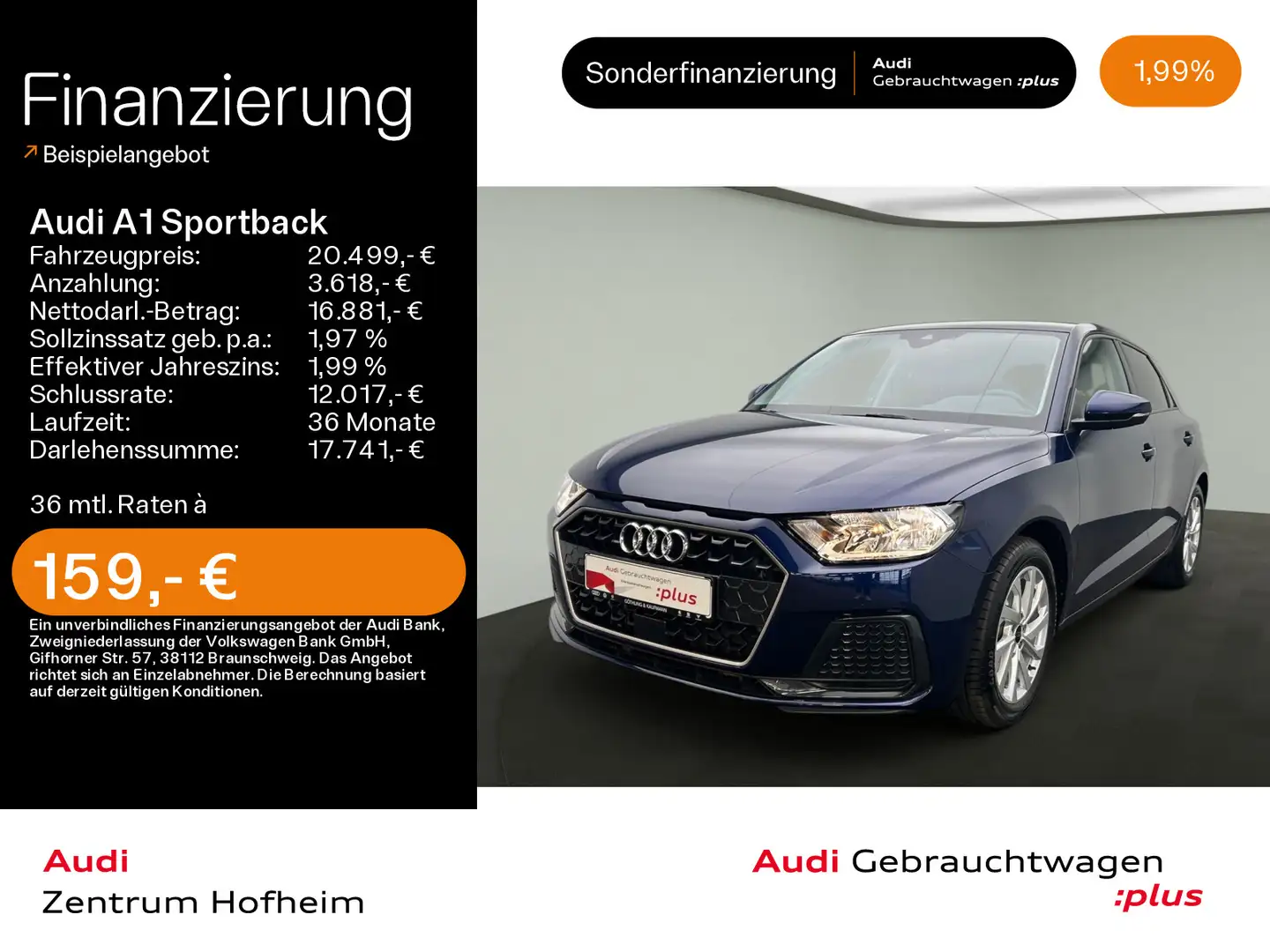 Audi A1 30 TFSI Advanced*Virtual*Smartphone Blau - 1