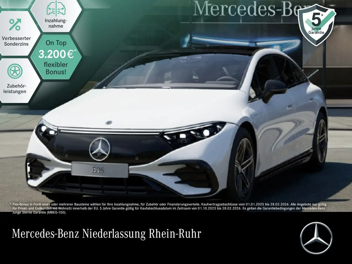 Mercedes-Benz EQS 450 AMG Fahrass 360° Pano Burmester Distr. PTS Weiß - 1