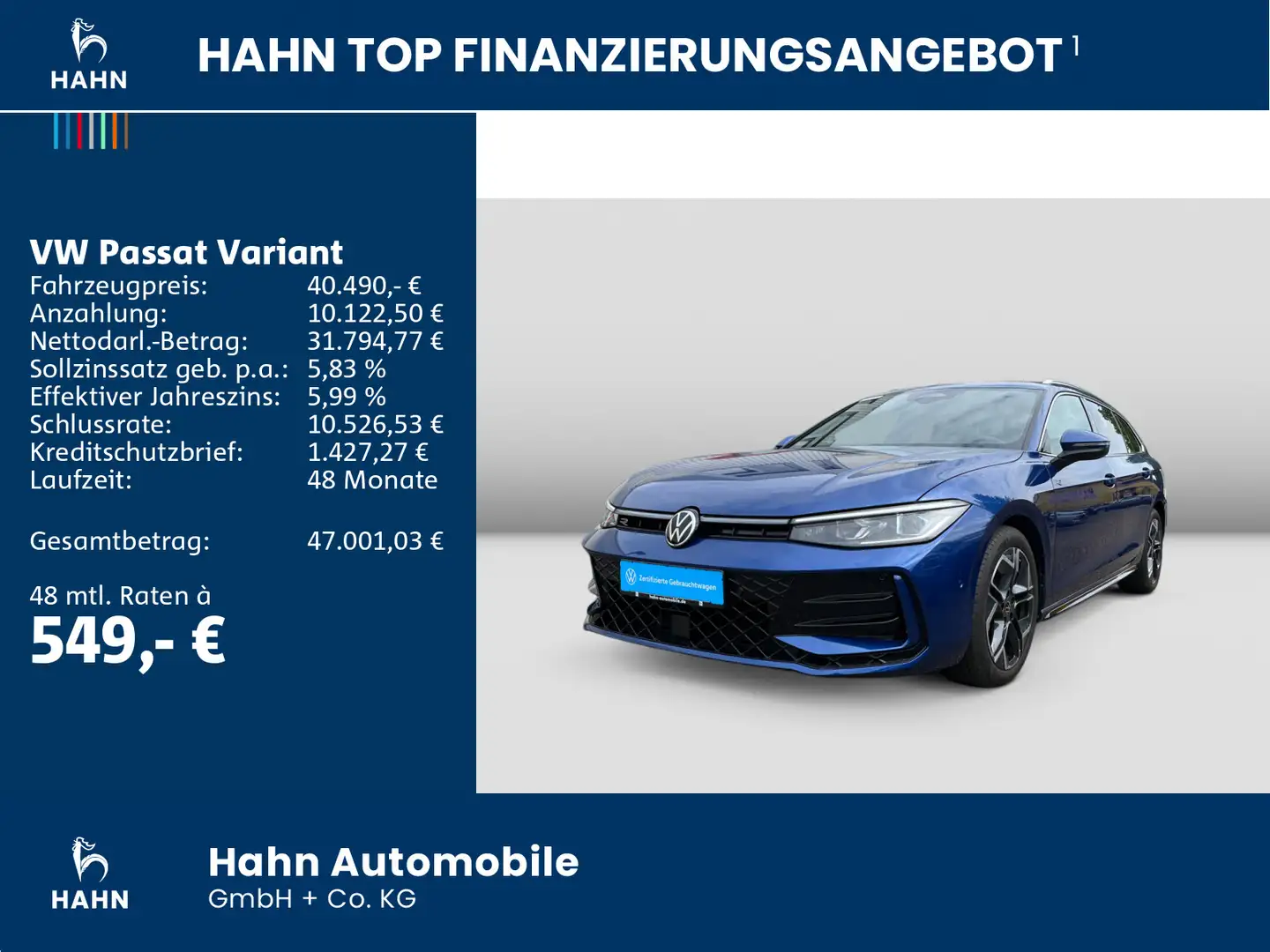 Volkswagen Passat Variant 2.0 TDI R-Line DSG MATRIX AHK ACC Blau - 2