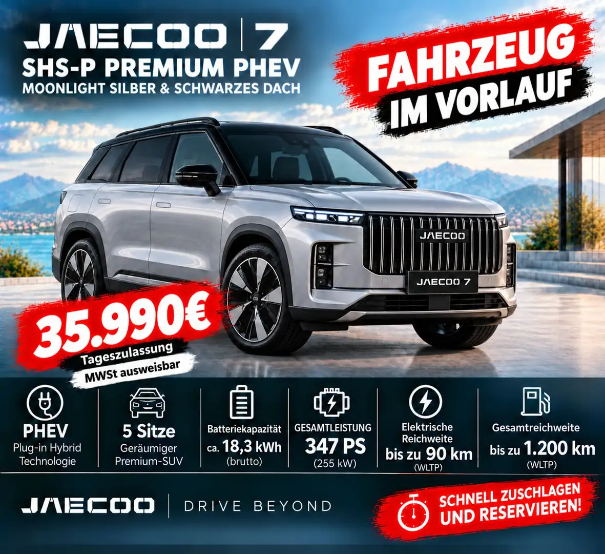 Jaecoo J7 SHS-P Premium PHEV 347PS Vollausstattung Silber - 1