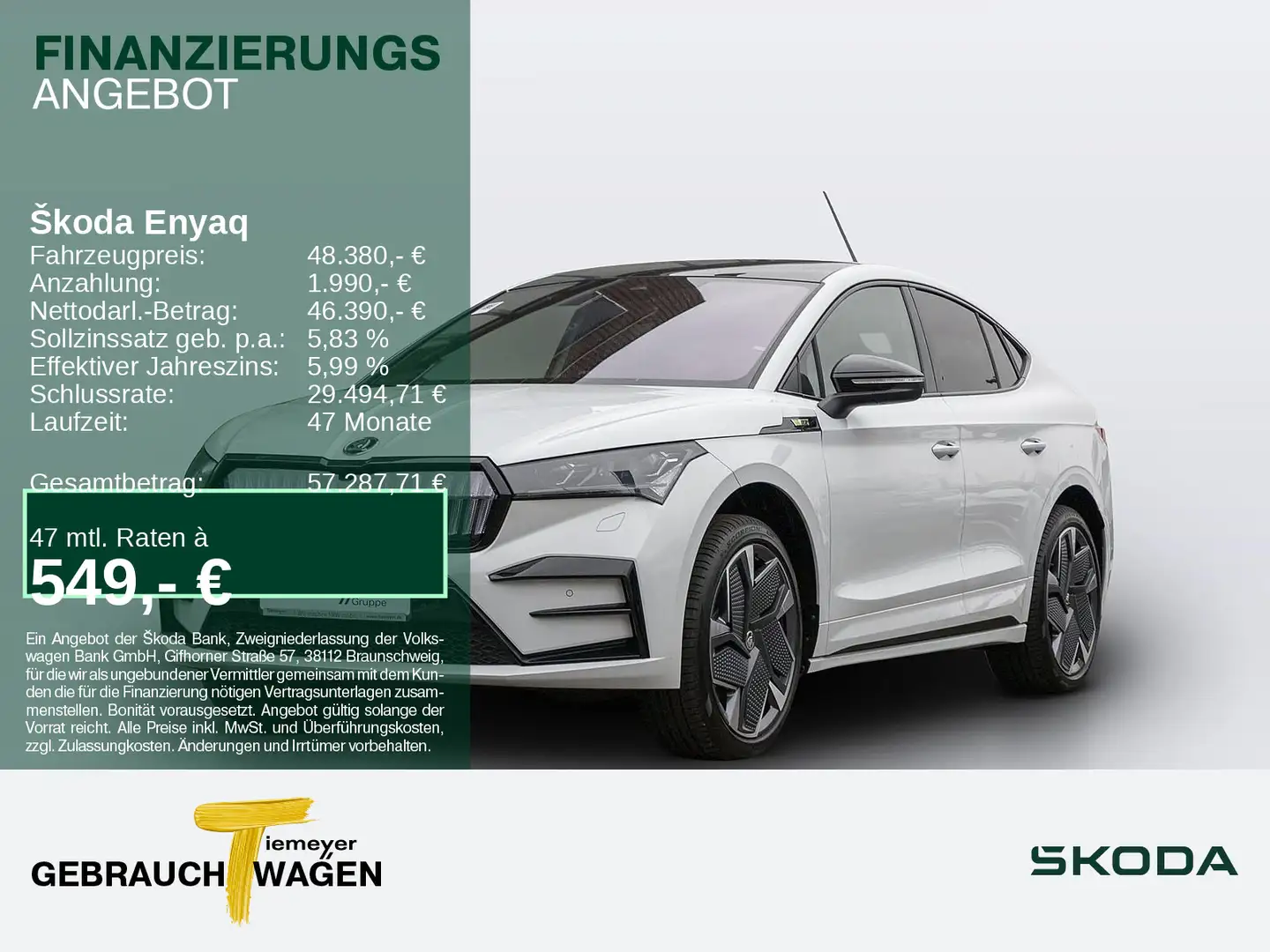Skoda Enyaq Coupe iV RS Lounge AHK LM21 WÄRMEPUMPE Weiß - 1