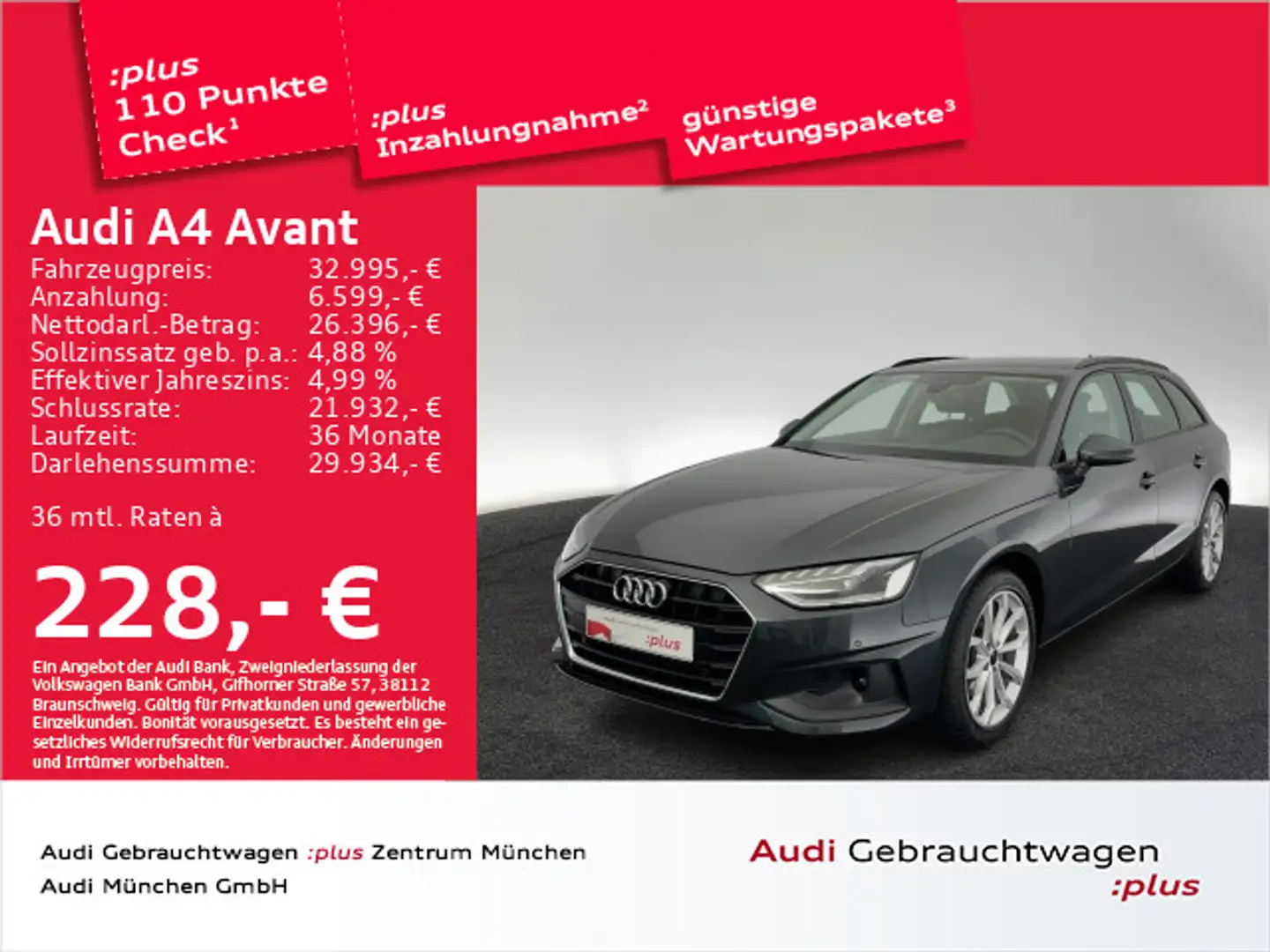 Audi A4 35 TDI S tronic ACC/LED/Navi+/PDC+ Grau - 1