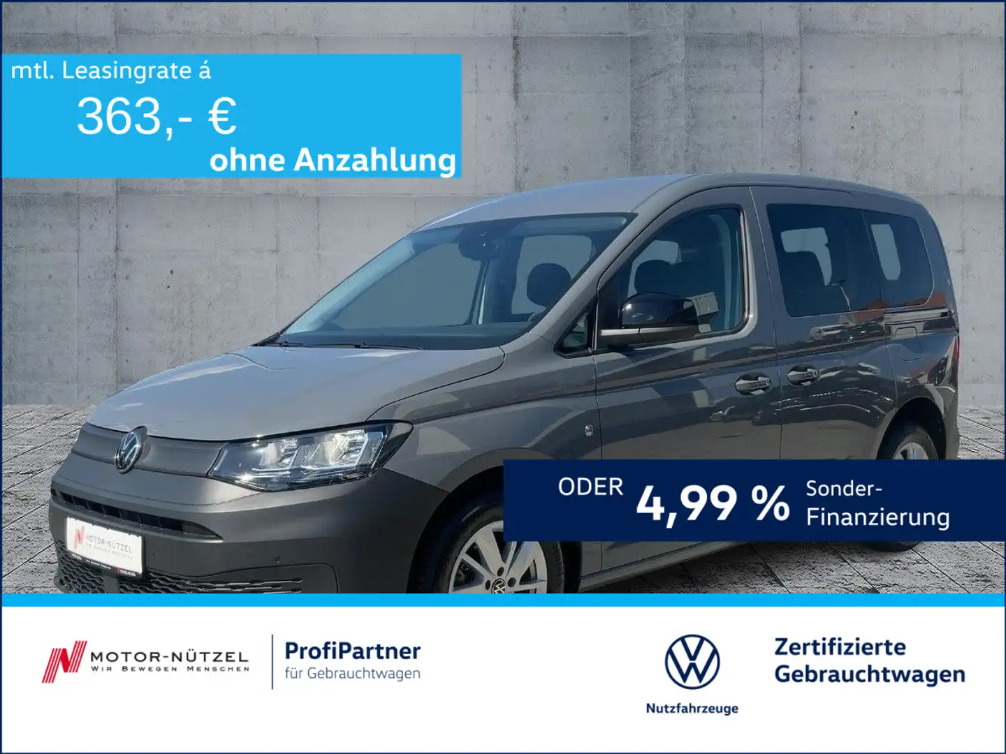 Volkswagen Caddy 2.0 TDI 5JG+NAVI+SHZ+RFK+2xPDC+GRA+MFL+AHK Grau - 1