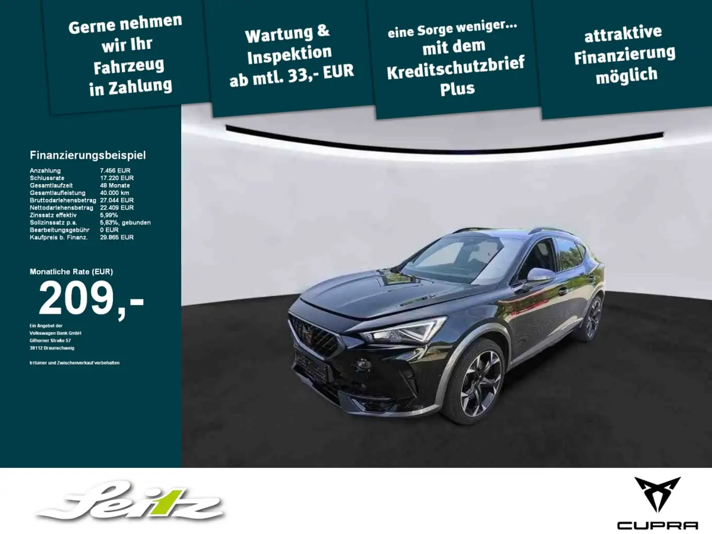 CUPRA Formentor 2.0 TSI 4Drive VZ *LED*PANO*NAVI*KAMERA* Noir - 1