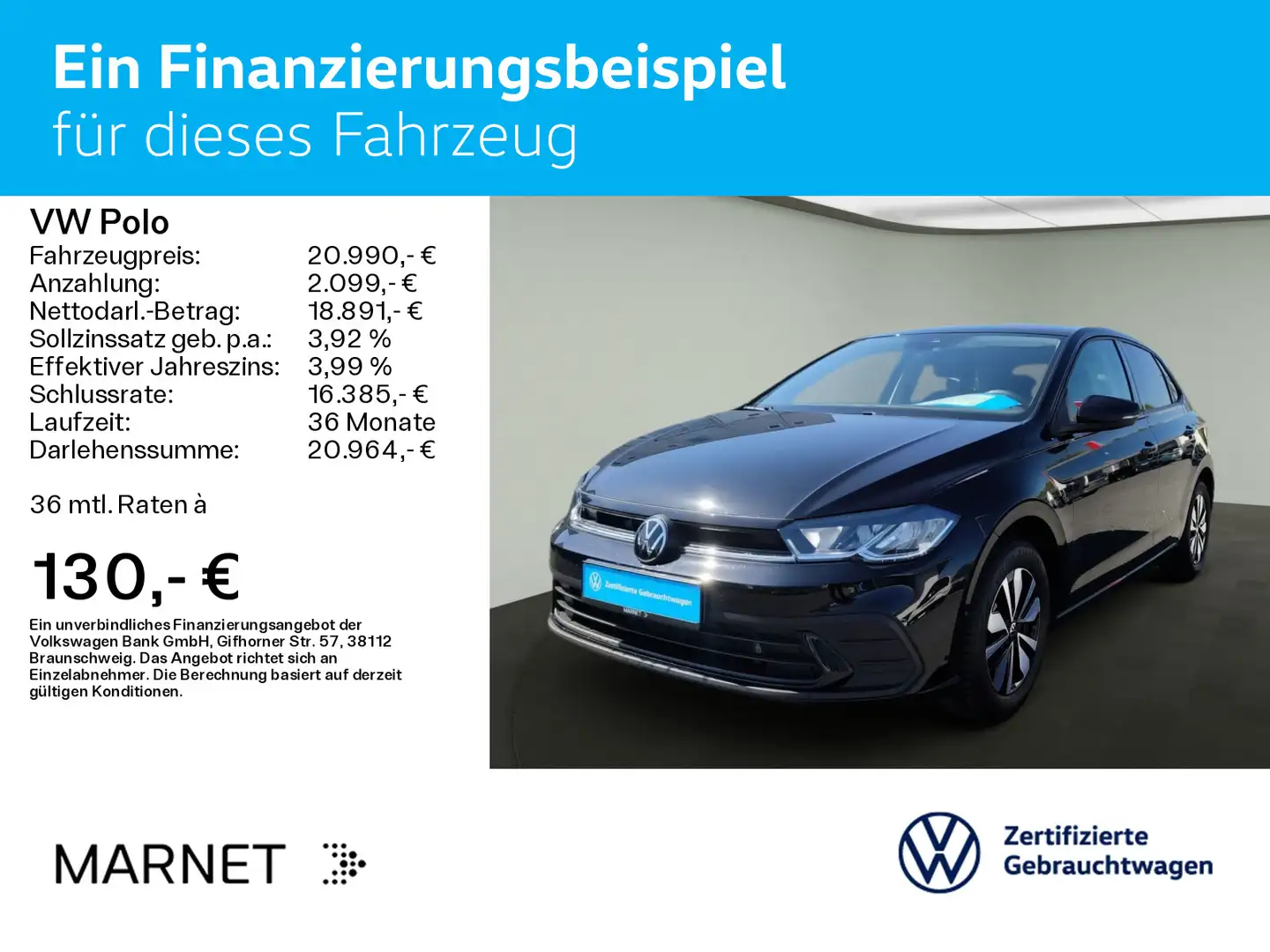 Volkswagen Polo 1.0 TSI DSG MOVE*LED*AHK*DIGITAL*NAVI*KAMER Noir - 2