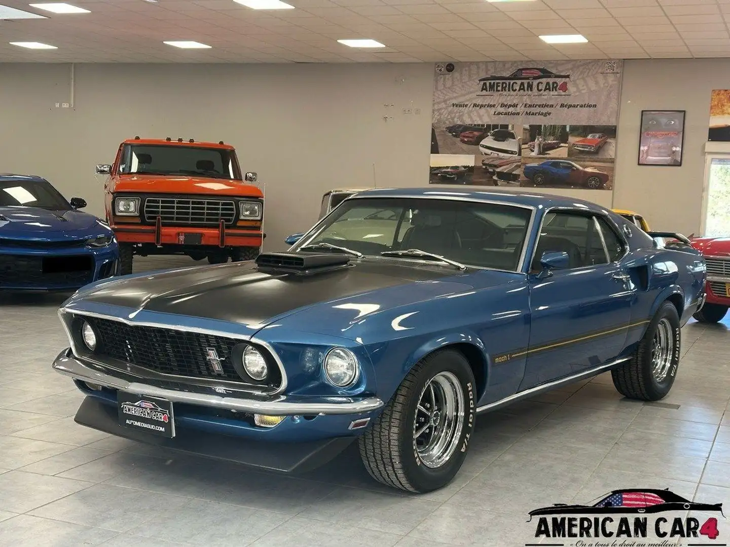 Ford Mustang FASTBACK Mach 1 - V8 390ci - Boite Auto - 1969 Blu/Azzurro - 1