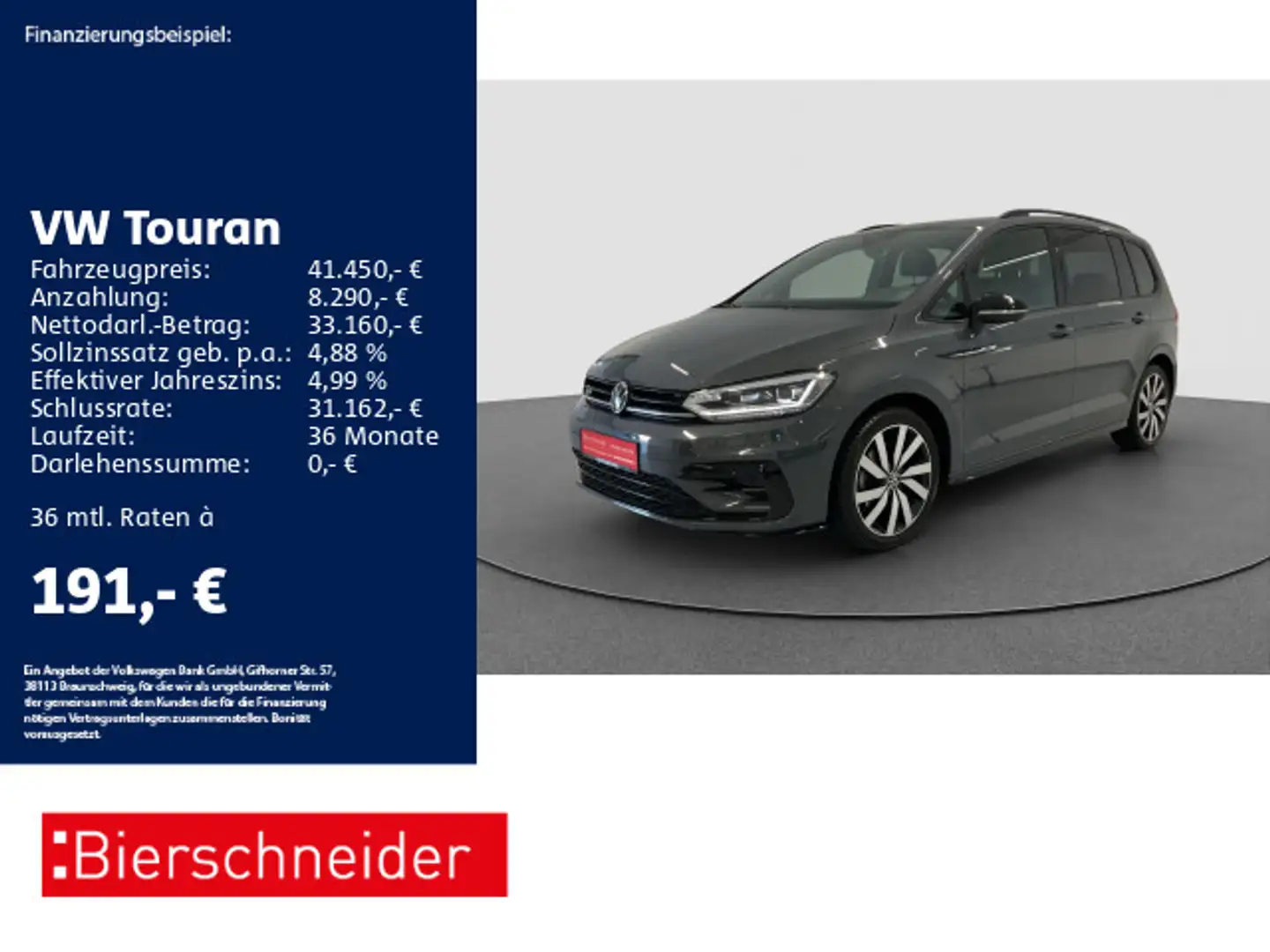 Volkswagen Touran 2.0 TDI DSG R-Line Black 7SITZE AHK STHZ Grau - 1