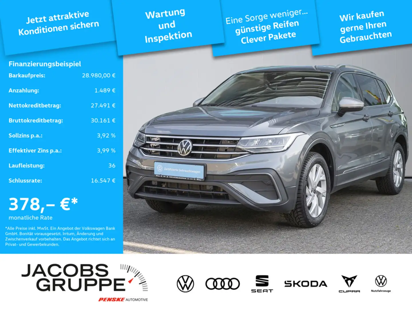 Volkswagen Tiguan Allspace 2.0 TDI Life ACC,HUD,AHK,PDC Gris - 1