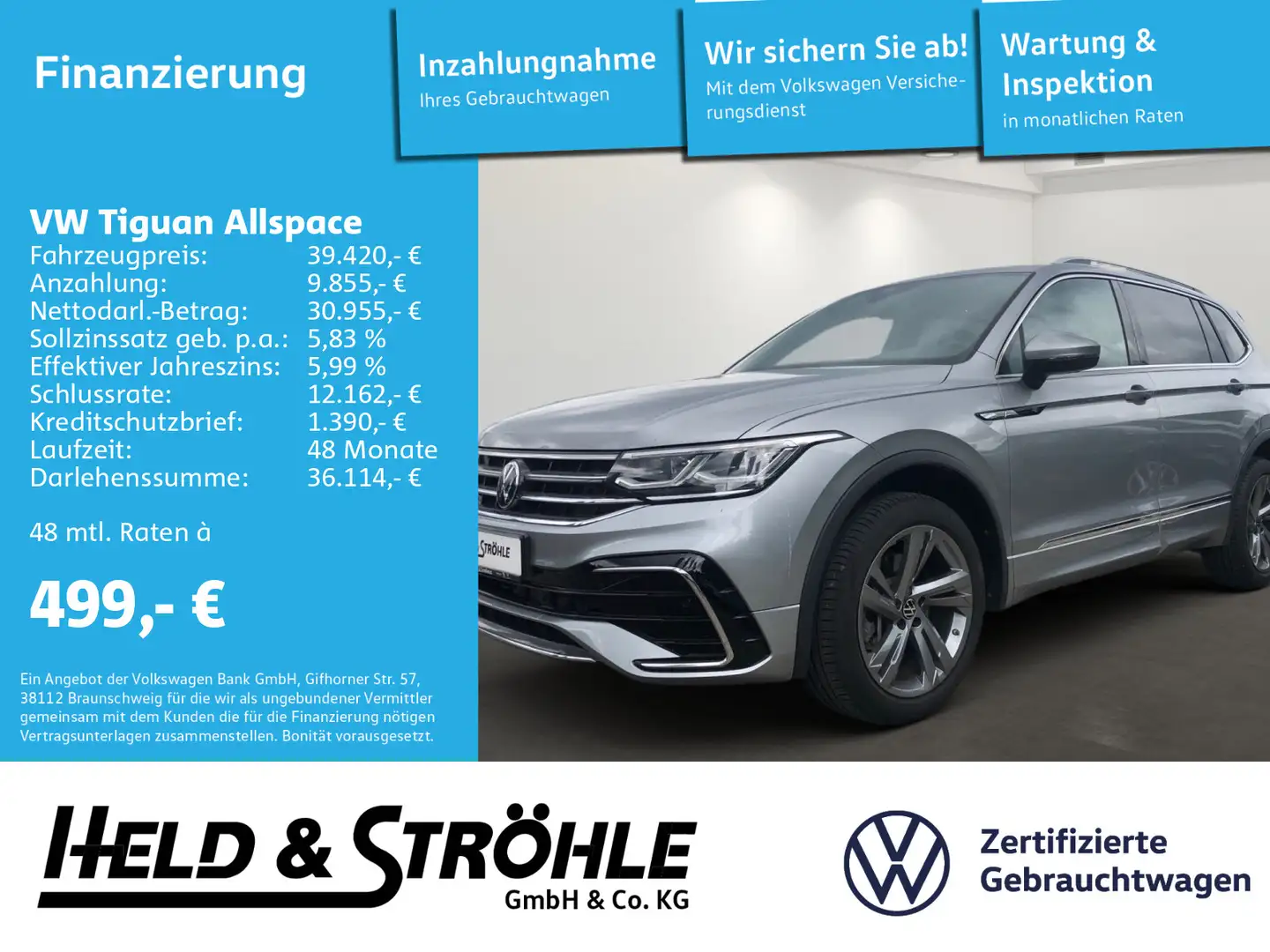 Volkswagen Tiguan Allspace R-Line 2.0 TDI DSG IQ PANO STDHZ Plateado - 1