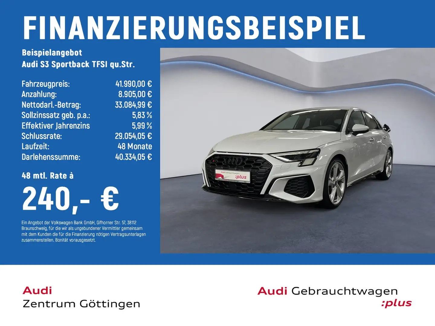 Audi S3 Sportback TFSI qu.Str. MATRIX+B&O+OPTIK swpl. Weiß - 2