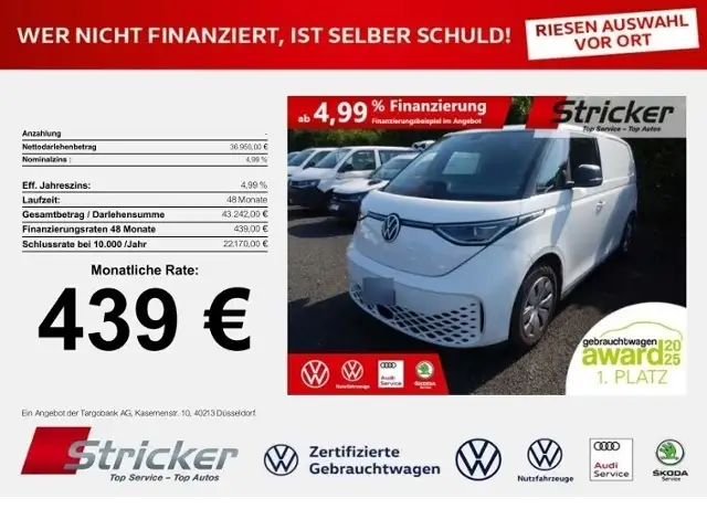 Volkswagen ID. Buzz Cargo kurzer Radstand 150/77 439,-ohne Anzahlung