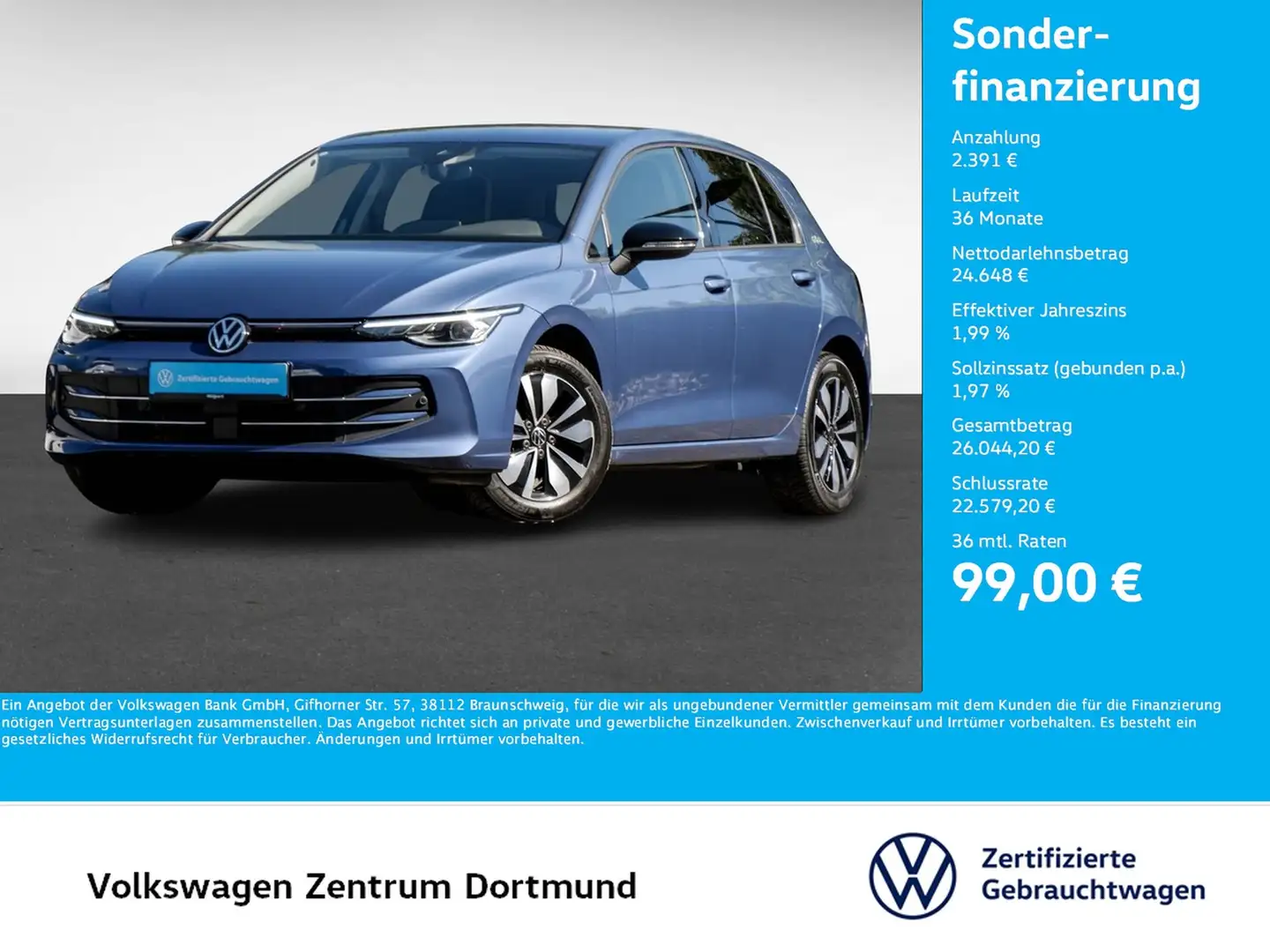 Volkswagen Golf VIII 2.0 GOAL FACELIFT AHK CAM ACC NAVI ALU Bleu - 1