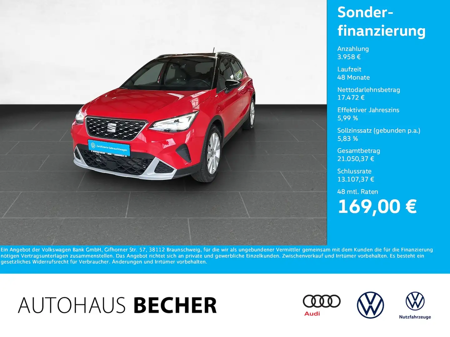 SEAT Arona Xperience 1.0 TSI DSG /AHK/Navi/LED/Sitzhz Rot - 1